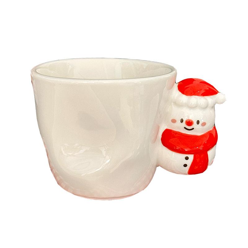 Creative Design of Christmas Ceramic Mugs Three Dimensional Snowman  Christmas Tree Shaped Handle Cups  Christmas Souvenirs