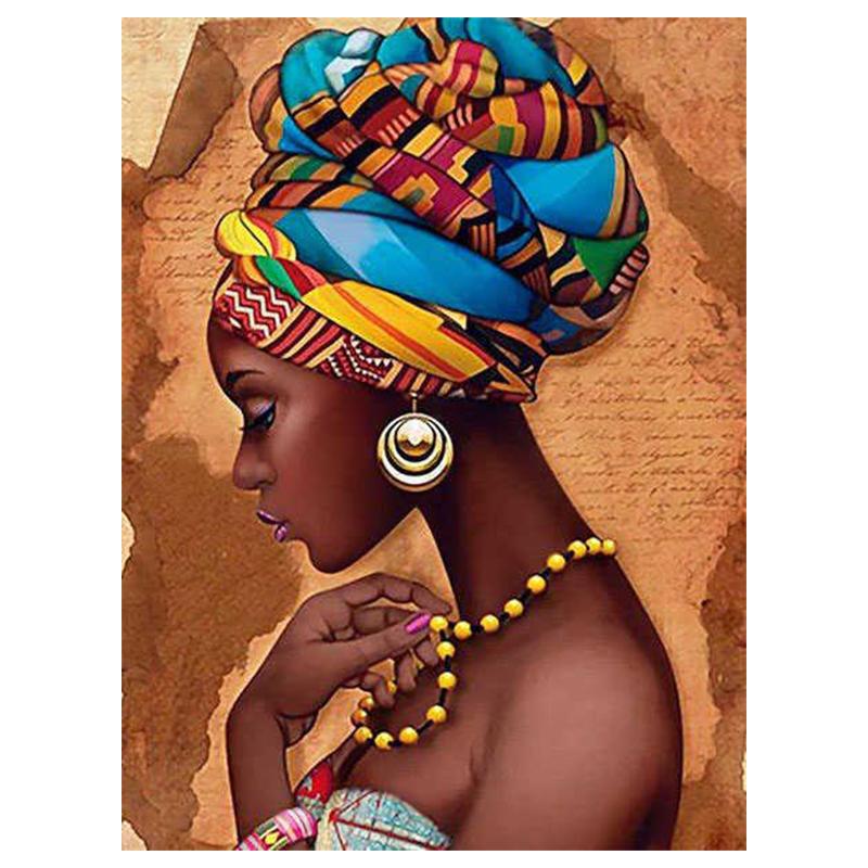 5D Diy Diamond Painting Black Woman Cross Stitch Kit Full Drill Round Diamond Embroidery Mosaic Picture Of Rhinestones Decor