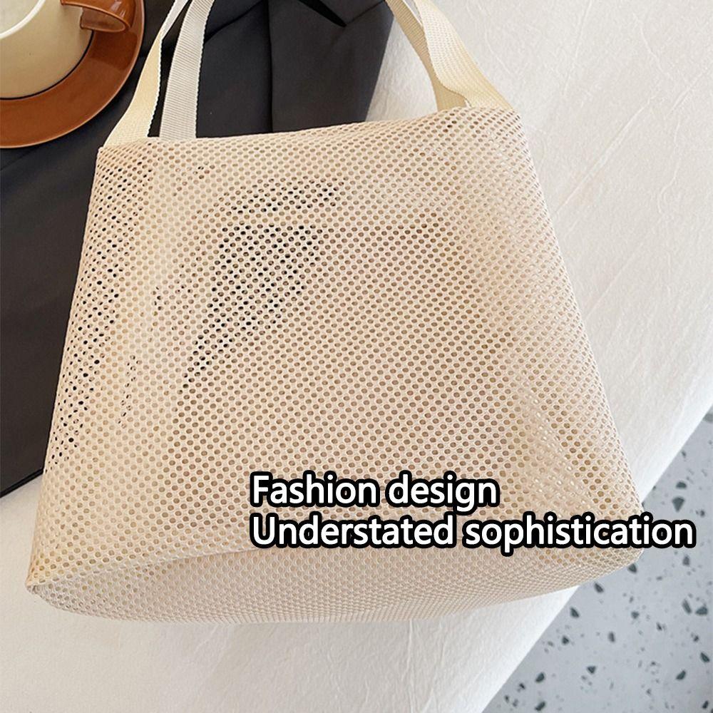 Casual Mesh Tote Beach Bag with Handle Bath Storage Handbag Toiltery Makeup Bag Sports Accessories