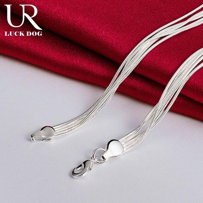 Collier à perles lisses en argent sterling 925 avec chaîne serpent multiple, bijoux de mariage à la mode