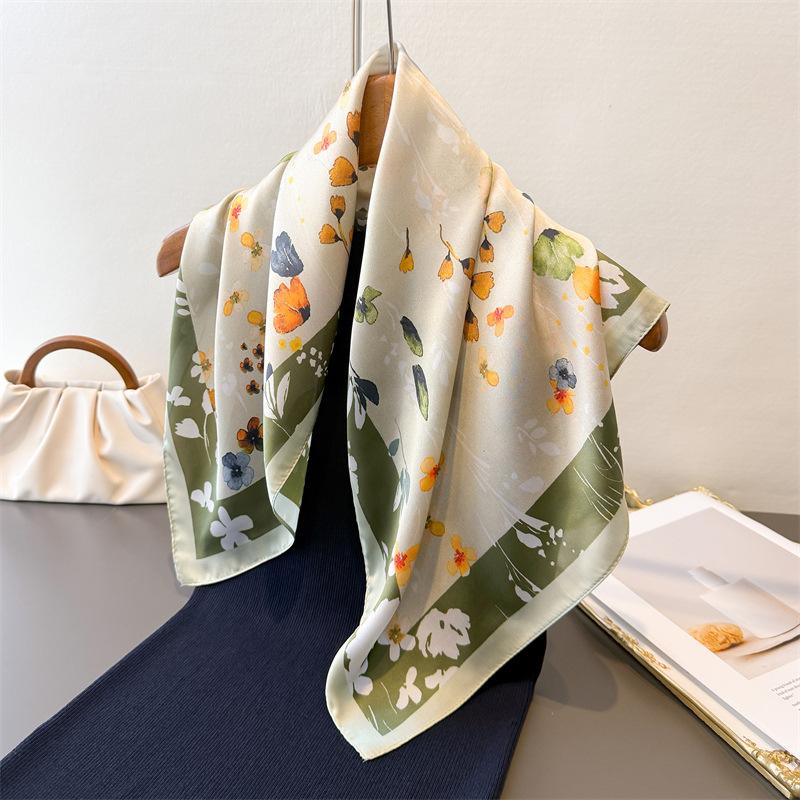 Summer Luxury Style Square Scarves Women Silk Scarf Floral Bandana Small Neckties Hairbands Foulard Shawl