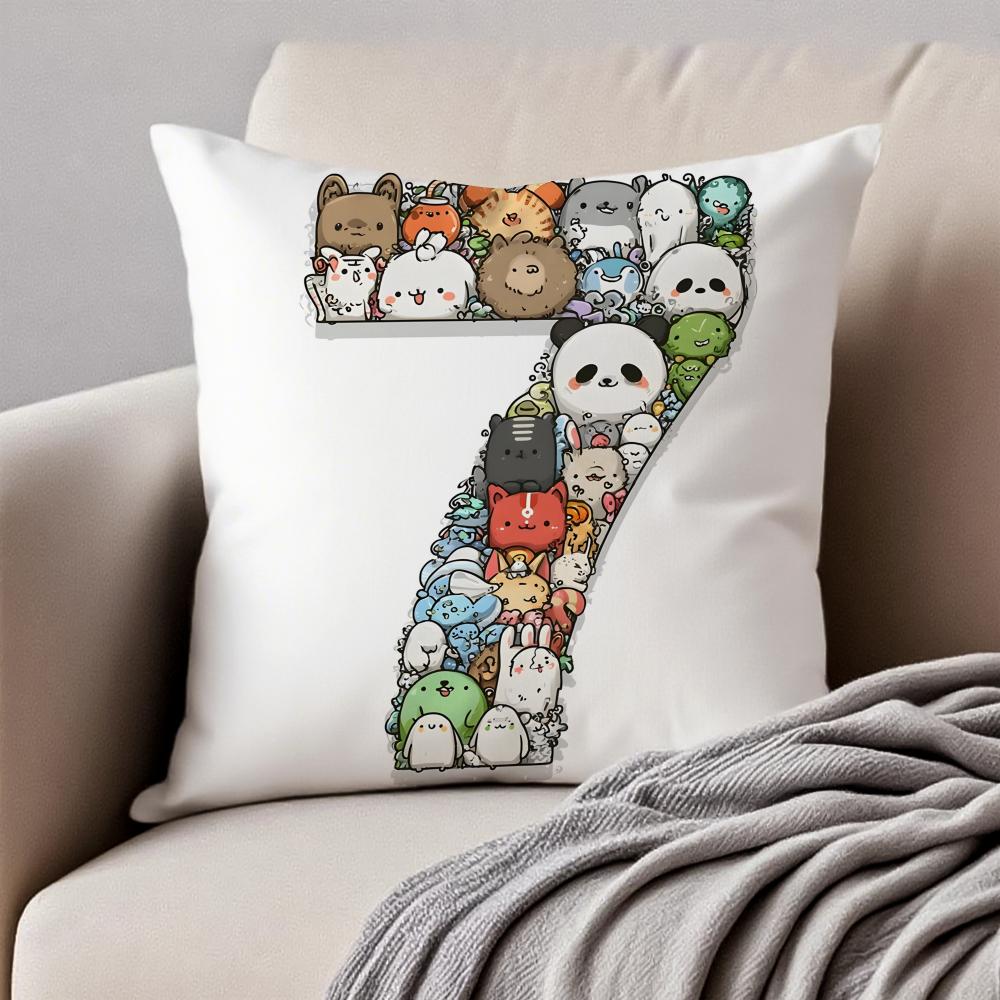 Creative Digital Design Artwork Cushion Cover Pillowcase Anti-Dustmite Invisible Zipper Short Plush Sofa Cushion