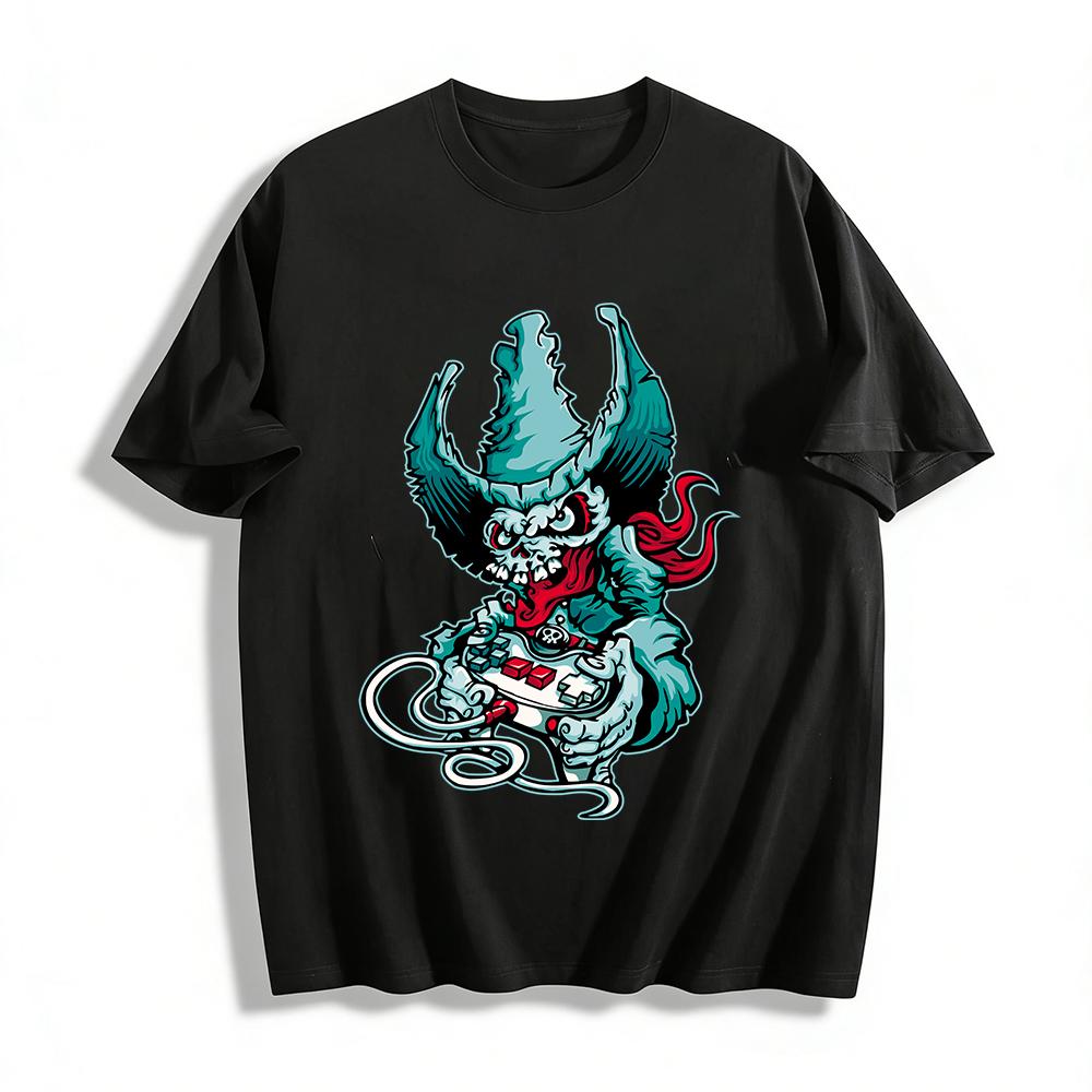 

Fierce Game Demon Print Cool Street Style Unisex Casual T-Shirt Pure cotton T-shirt XXS