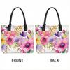 Watercolor Floral Canvas Tote Bag Large Capacity Reusable Fashion Casual Handbag for Women
