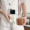 Leather Crossbody Lanyard Rope Phone Case for Samsung Galaxy Z Flip 3 4 5 6 7 Flip7 FE ZFlip7 Flip6 Shockproof Protective Cover