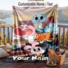 Amazing World of Gumball Flannel Blanket, Personalized Custom Name Text, Soft Warm Plush Throw Blanket For Gift