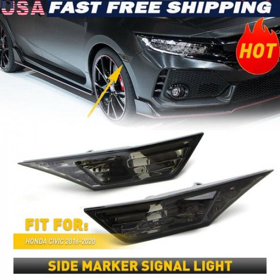 Front LED Bumper Strip Marker Side Cover For 2016 +Bulbs 2017 Honda Civic