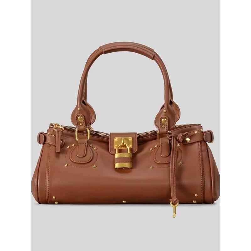 Retro New Lock-up Boston Locomotive Bag Portable Single Shoulder Underarm Rivet Decoration Pillow
