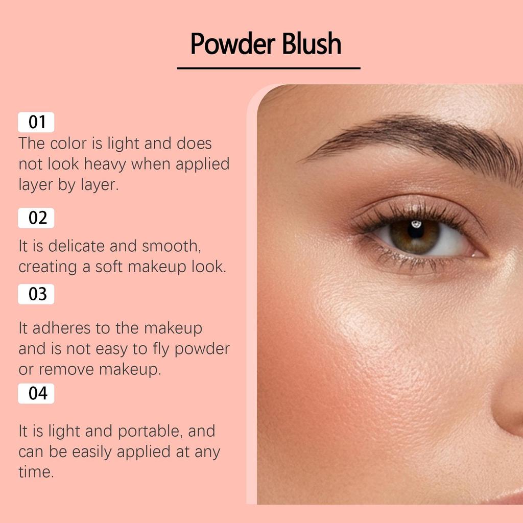 Zephoco Orange Silky Moisturizing Blush - Portable, Fine Powder with Excellent Color Payoff for Daily Use