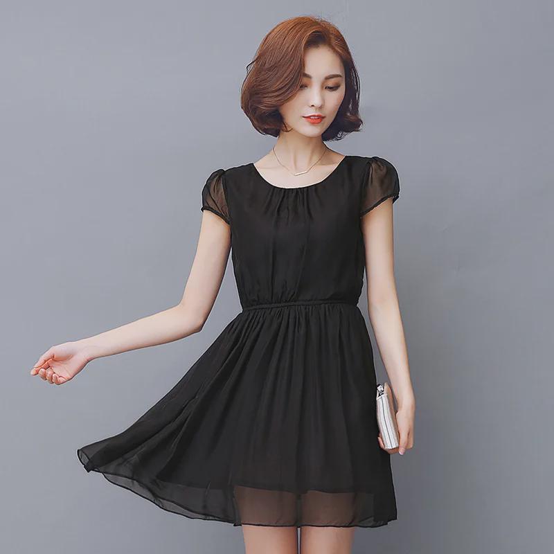 Mulberry Silk Slim Fit Short-Sleeved Summer Dress for Women, Large Sizes Available