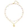 Starfish Shell Pearl Necklace For Women Fashion Ocean Style With Titanium Steel Chain