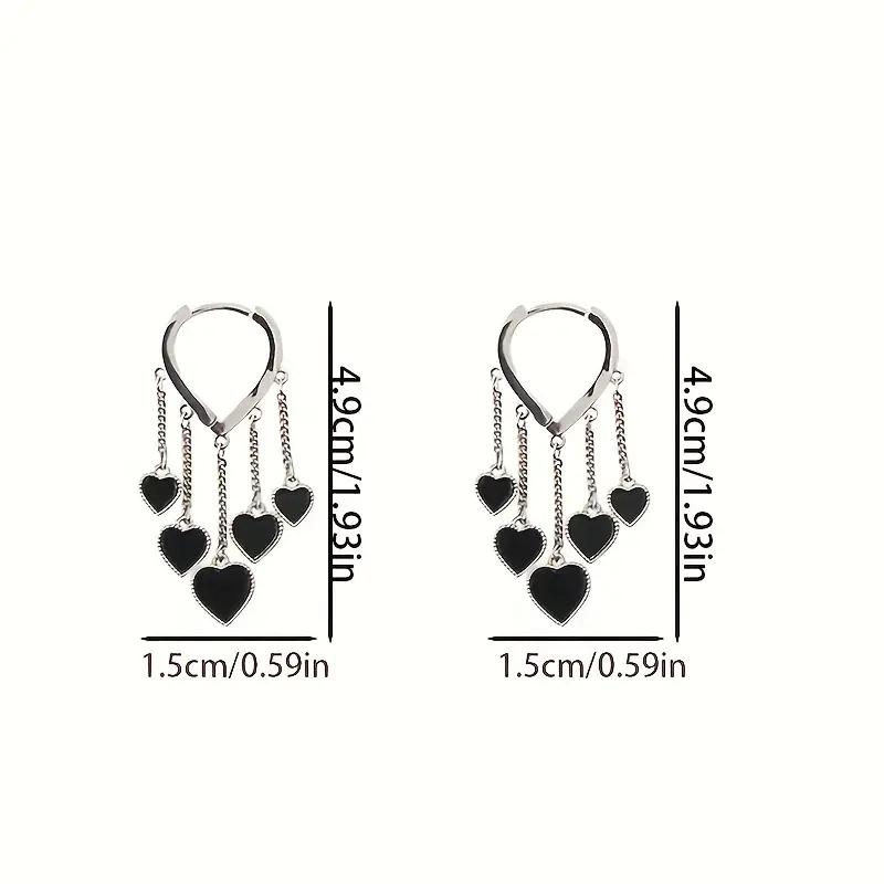 1 Pair Stylish Black Love Heart Tassel Earrings for Women - Perfect for Parties and Events