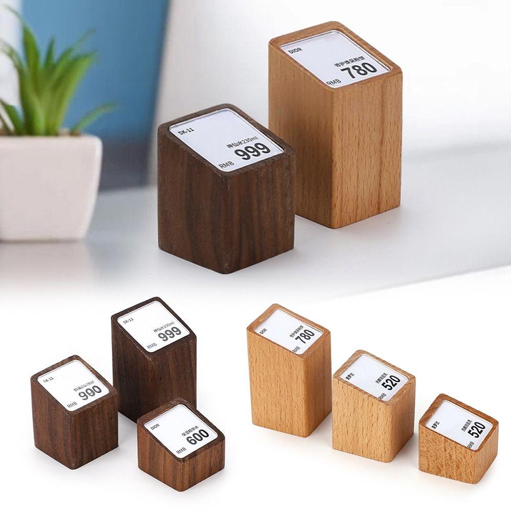 Wood Base Price Tag Holder Acrylic Window Acrylic Label Stand Display Stand  Jewelry Display