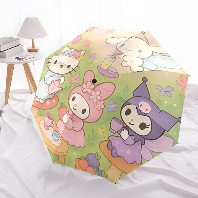 

1pc Hello Kitty & Friends Outdoor Umbrella - Automatic Opening/Closing, Portable Folding Design, 8-Rib Iron Frame, Festival Gift for Fans, Travelers,
