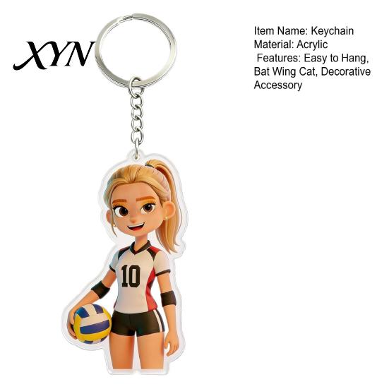 Hängender Schlüsselanhänger Anhänger Acryl Volleyball Mädchen Schlüsselanhänger, Cartoon Spieler Auto Schlüssel Leichtes Charm-Ring, Schultaschen Rucksäcke Geldbörsen Sport