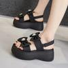 7cm New Summer Women Sandals Microfiber PU Lady Elastic Chunky Heel Fashion Hot Sale Platform Wedge Mujer Comfy Hook Shoes