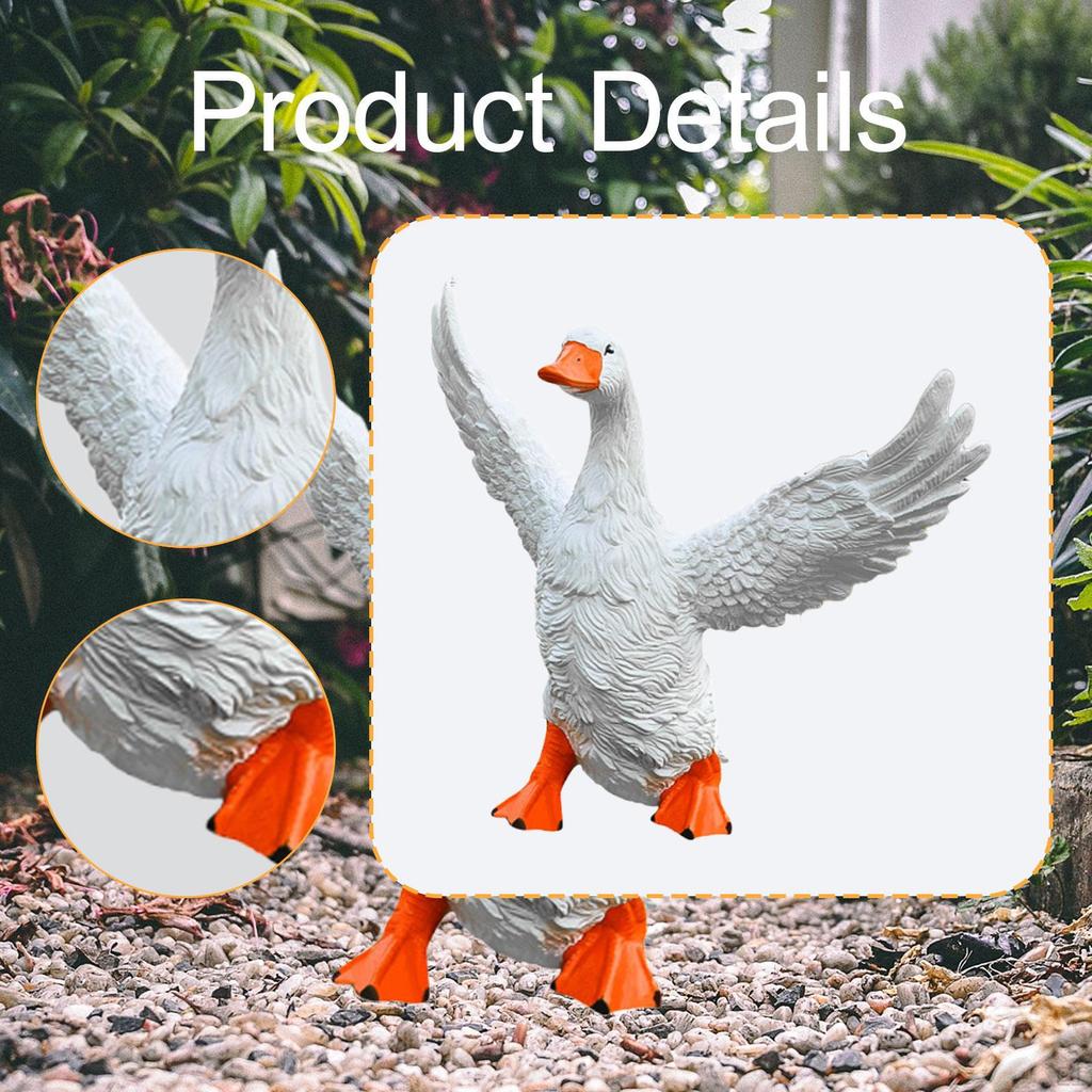 Duck Statue Animal Sculpture Sturdy Lifelike Garden Decor White PVC Ornament for Backgard