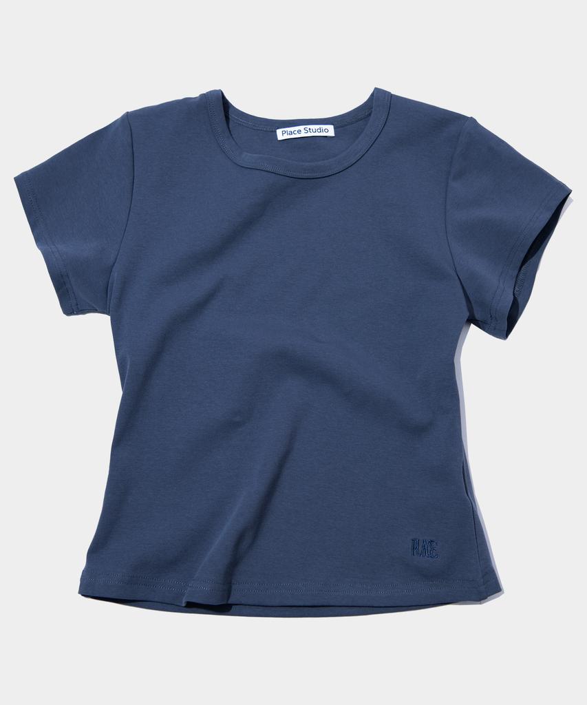 PLACE STUDIO Simple Basic Slim Fit Semi-Crop Cotton Short Sleeve Tee _10 Colors