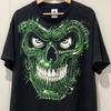 Vintage Y2K Skull Pile T-Shirt – Glow-in-the-Dark Green Horror Tee