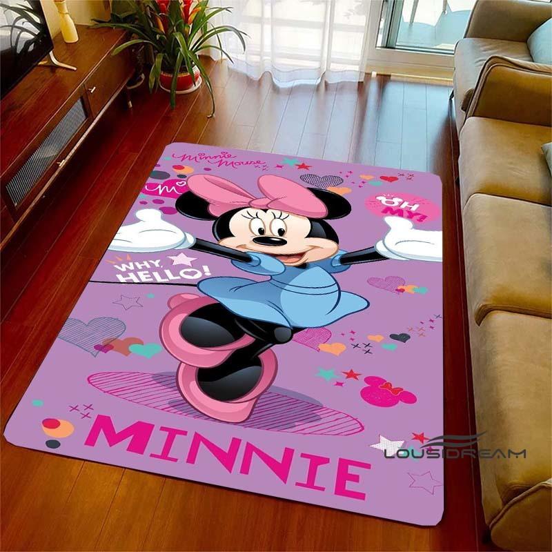 Cute Pink Minnie Mouse Cartoon Rug, Suitable for Living Room, Bedroom, Kitchen, Hallway, Children's Non-slip Floor Mat,