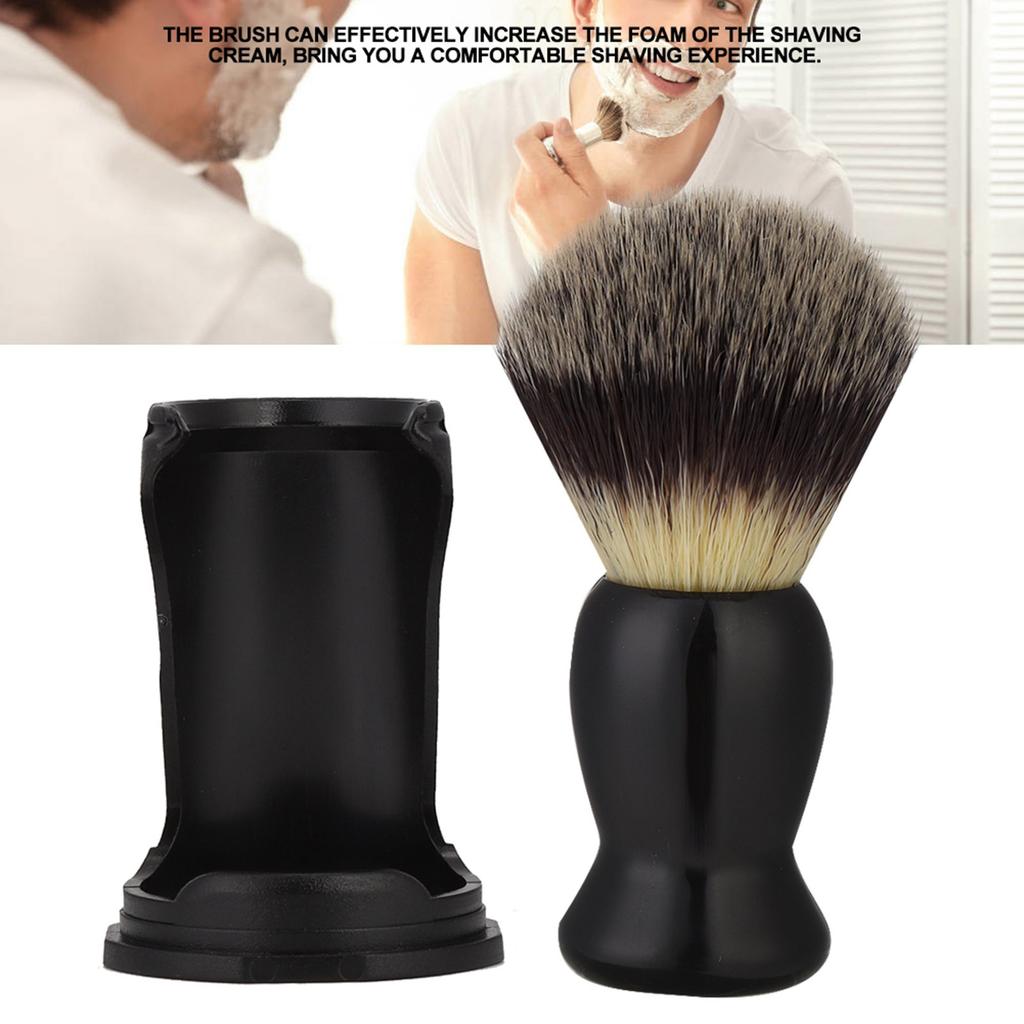 Black Acrylic Shaving Brush Holder Support Beard Brush Shaving Tool (Beard Brush+Holder)