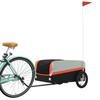 VidaXL Remorque de Vélo, Chariot à Vélo avec Barre, Remorque à Bagage Pour Bicyclette, Chariot de Transport, Noir et Orange 94040
