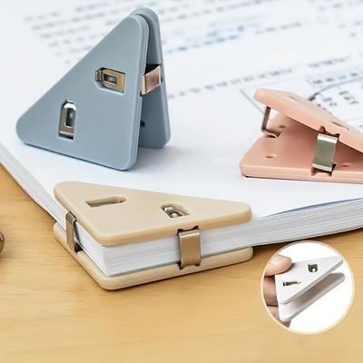 10pcs Multi-functional Office Triangle Book Clip - Anti-roll Plastic File Folder Organizer