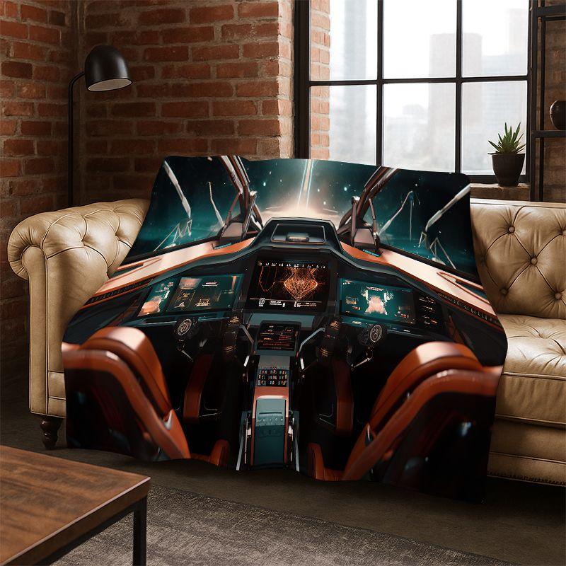 Aircraft Control Cockpit Cabin Spacecraft Moto Flannel Blanket Soft Throw Blanket for Bedroom Living Room Bed Travel Camping