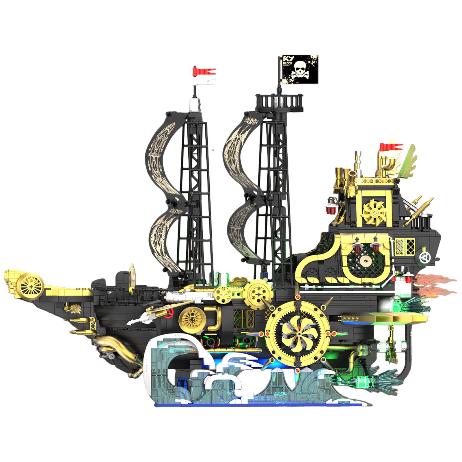 

2770Pcs Retro Pirate Ship Construction Blocks Set With Lighting Components, Mechanical Ship Model Assembly Toy, Adult Birthday Present