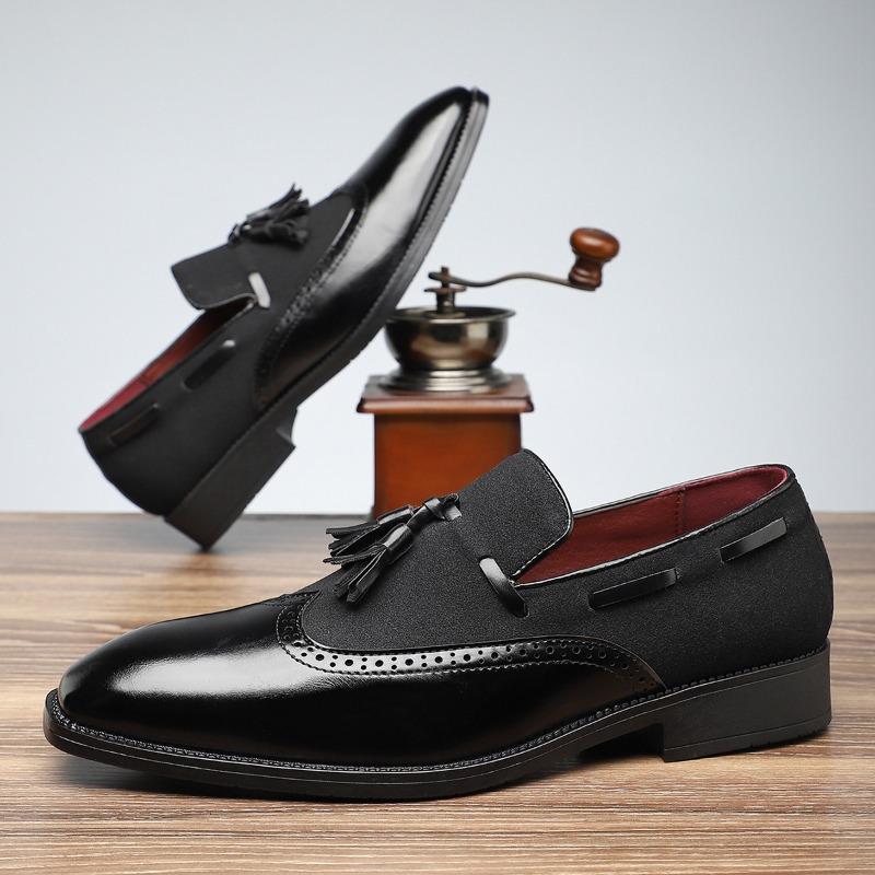 Fashion Men's Loafers Luxury Brand Casual Leather Shoes Fashion Business Formal Shoes Classic Brock Leather Shoe Tassel Design Men Shoes