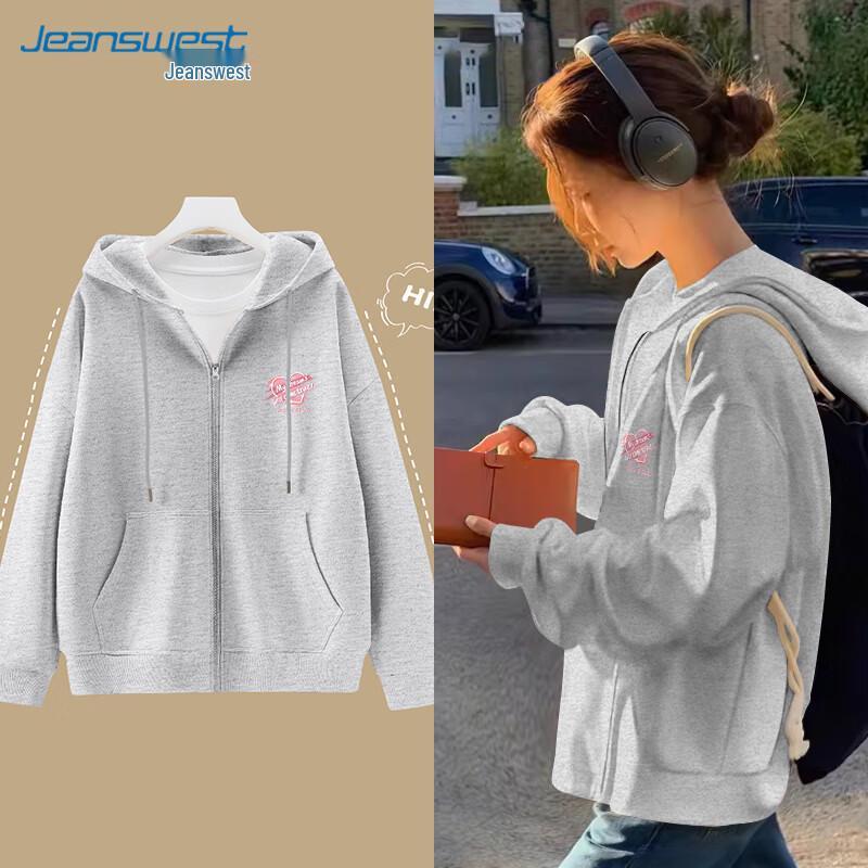 

JEANSWEST Women s Hooded Zip-Up Sweatshirt Jacket 2XL