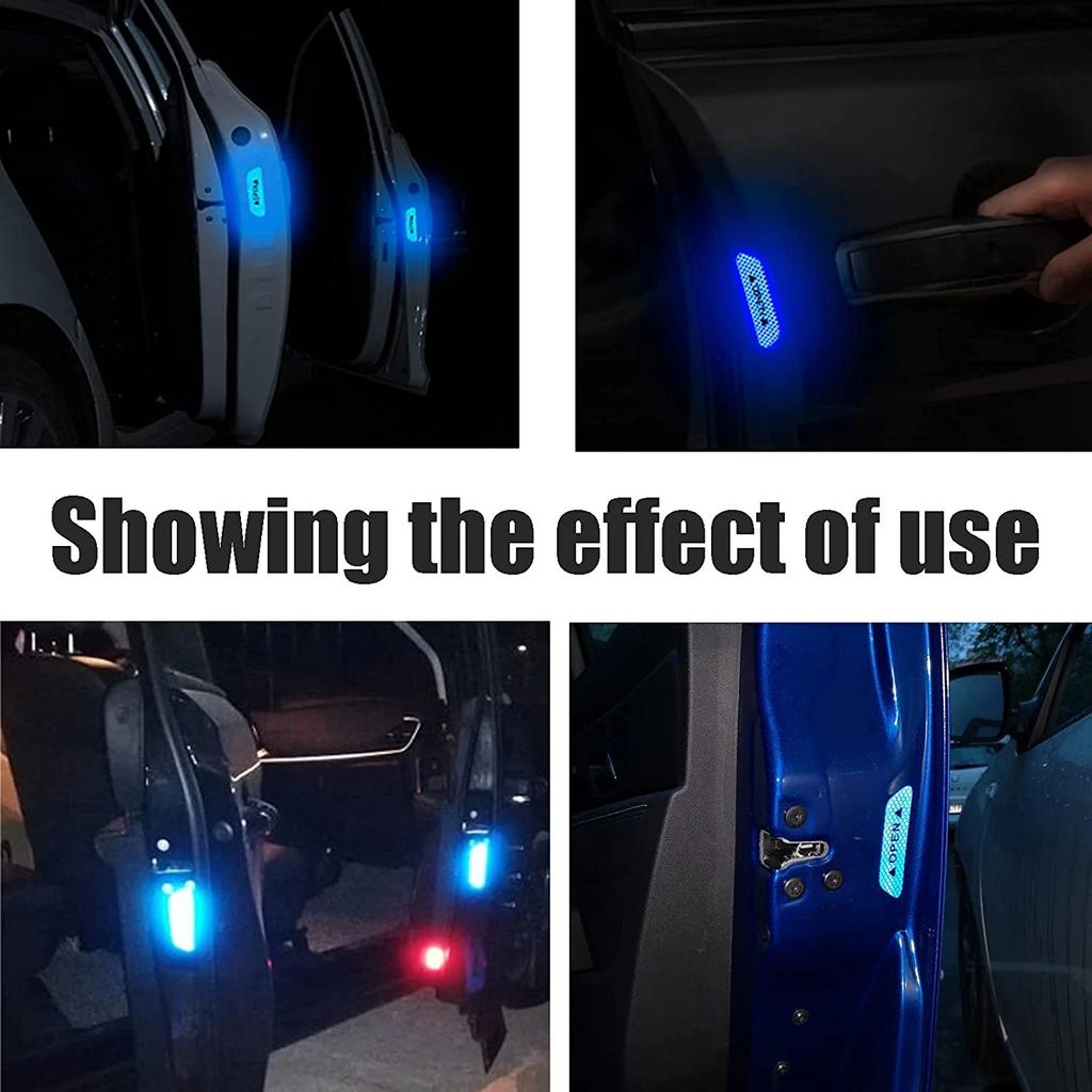 4PCS Car Door Reflective Sticker Safety Warning Sticker Open Reflective Film Car Door Decoration Sticker