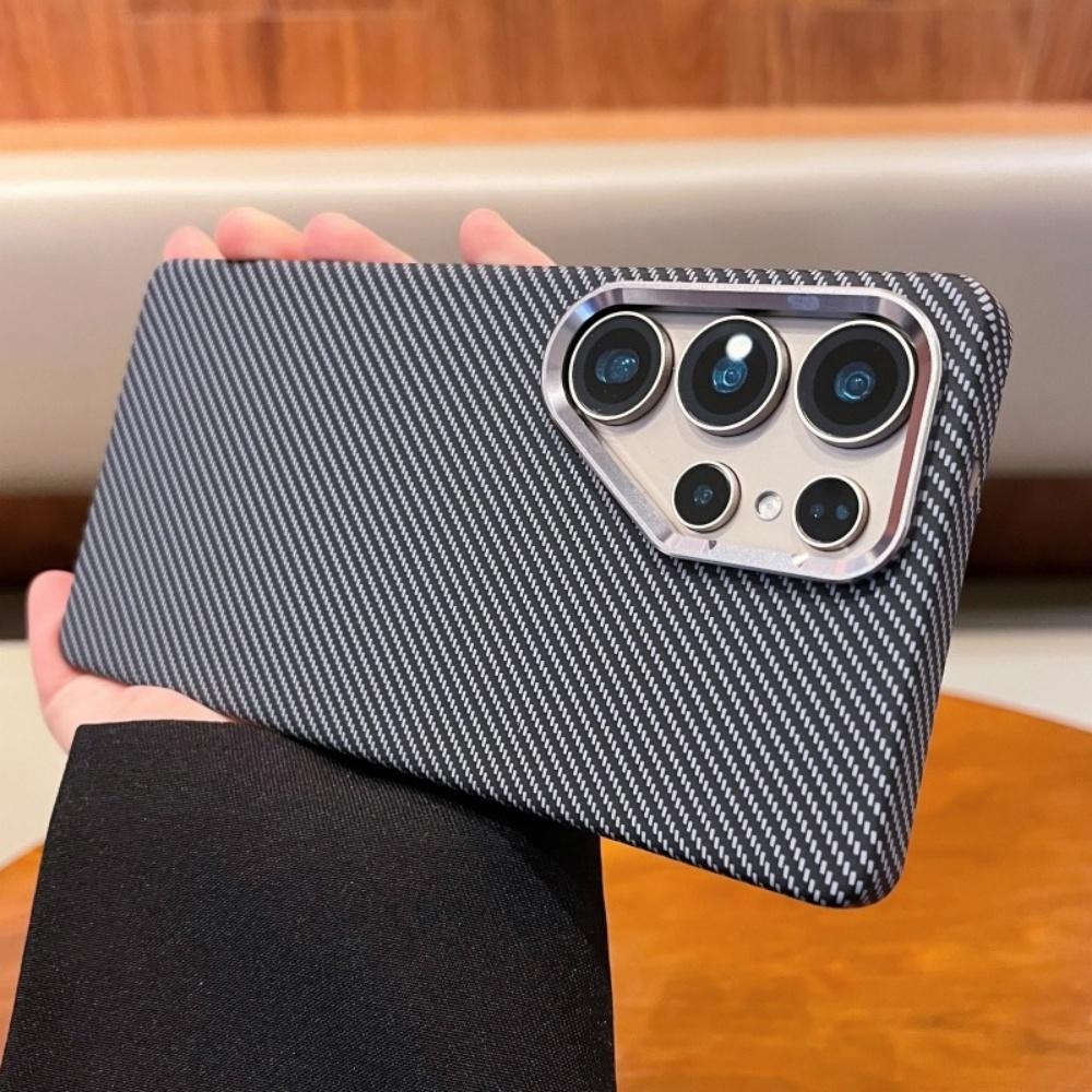 

For MagSafe Carbon Fiber Texture Case For Samsung S25 S24 S26 Ultra Wireless Charging Alloy Lens Shockproof Hard Cover Galaxy S23 Ultra