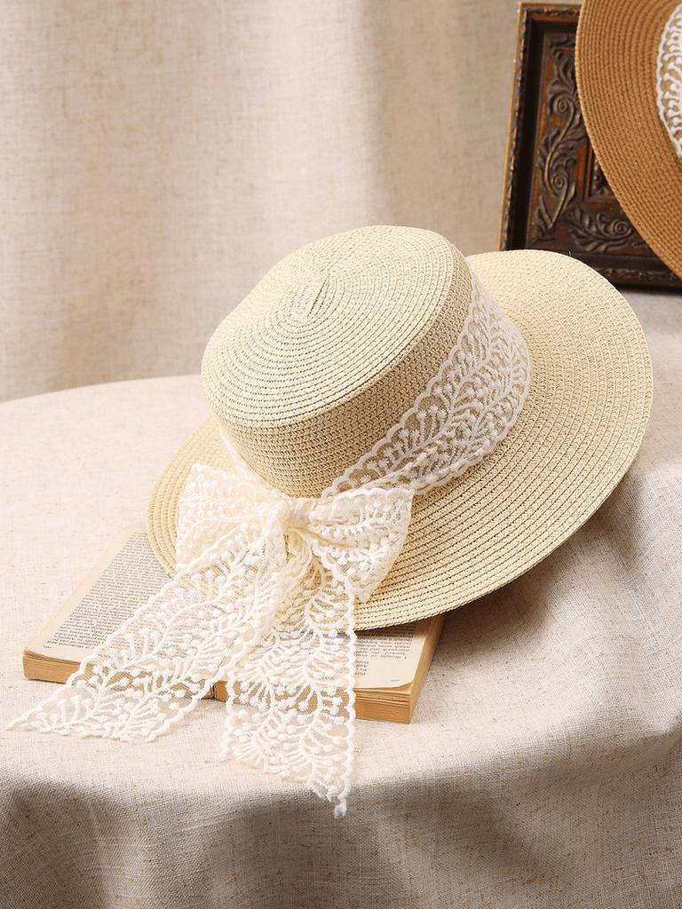 Straw hat, versatile summer hat, small fresh woven women's hat, flat straw hat