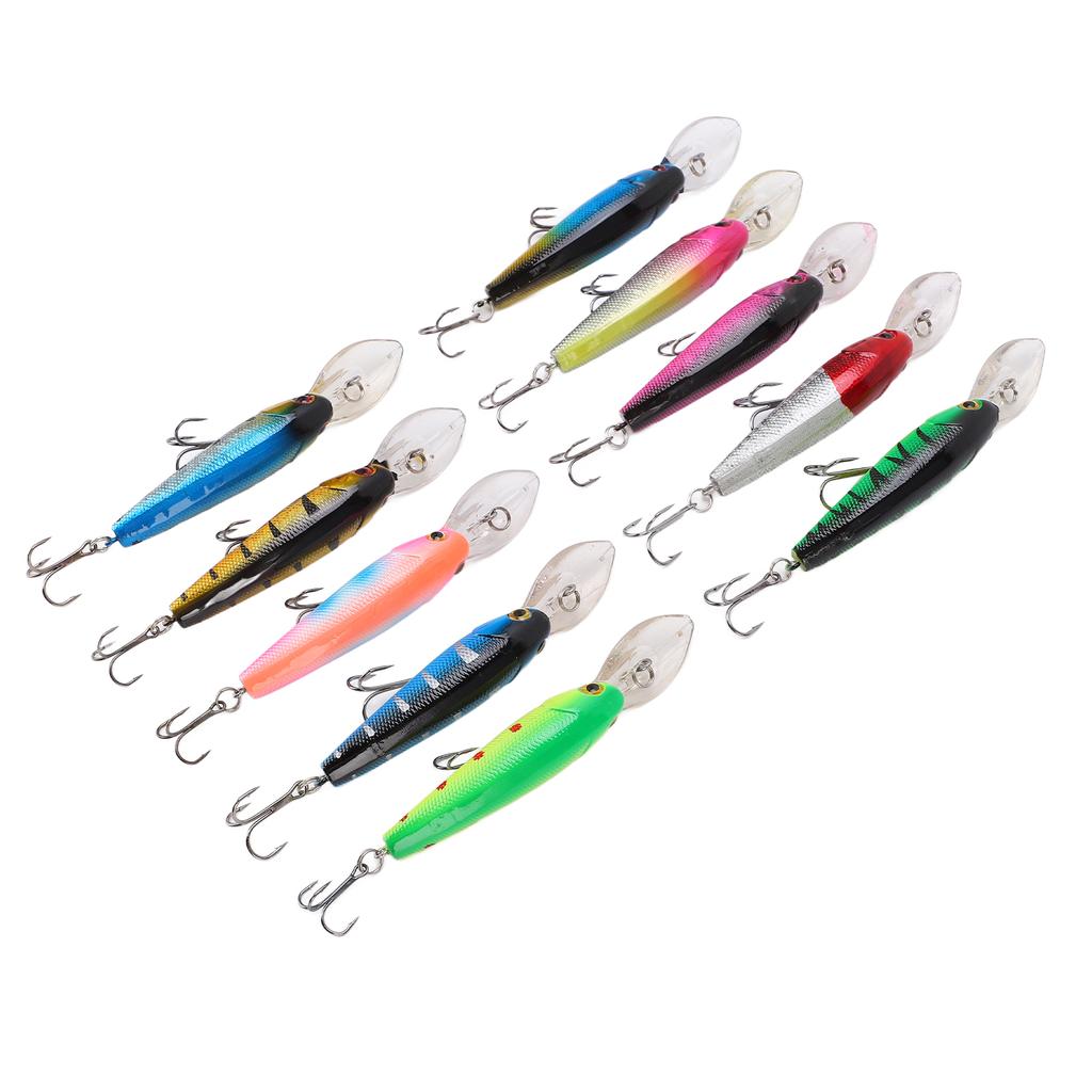 10Pcs Fishing Bait Kit 10 Colors Minnow Fishing Lure Tackle 9cm 7.5g Per Bait for Freshwater Long
