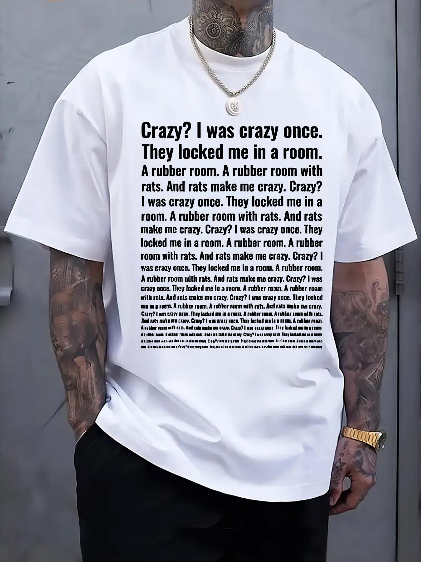Casual Crew Neck Tshirt with Rubber Room and Rats Print -... M
