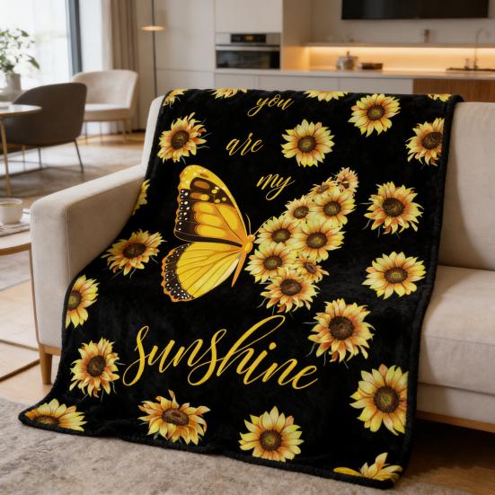 Spring Summer Flowers Blanket Soft Cozy Flannel Floral Nap Blanket Washable Daisy Sunflower Throw Blanket for Bed Couch Sofa Farmhouse Decor