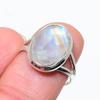 Natural Rainbow Moonstone Gemstone 925 Solid Sterling Silver Gift Ring S.8 T5j37