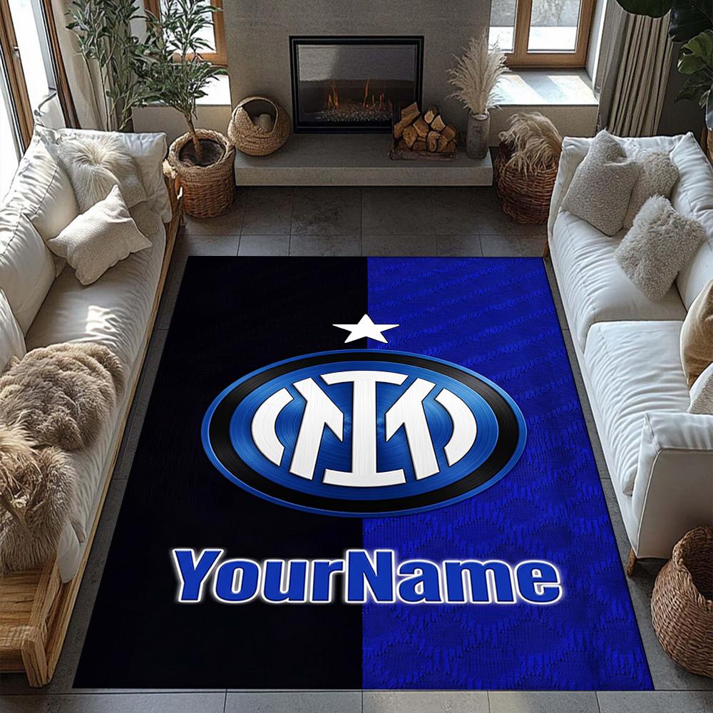 Inter Milan Personalized Text Floor Mat Design for Kitchen Bedrooms Dining Room Dormitory Antislip Carpet Decorate Offices Spiritual Gift