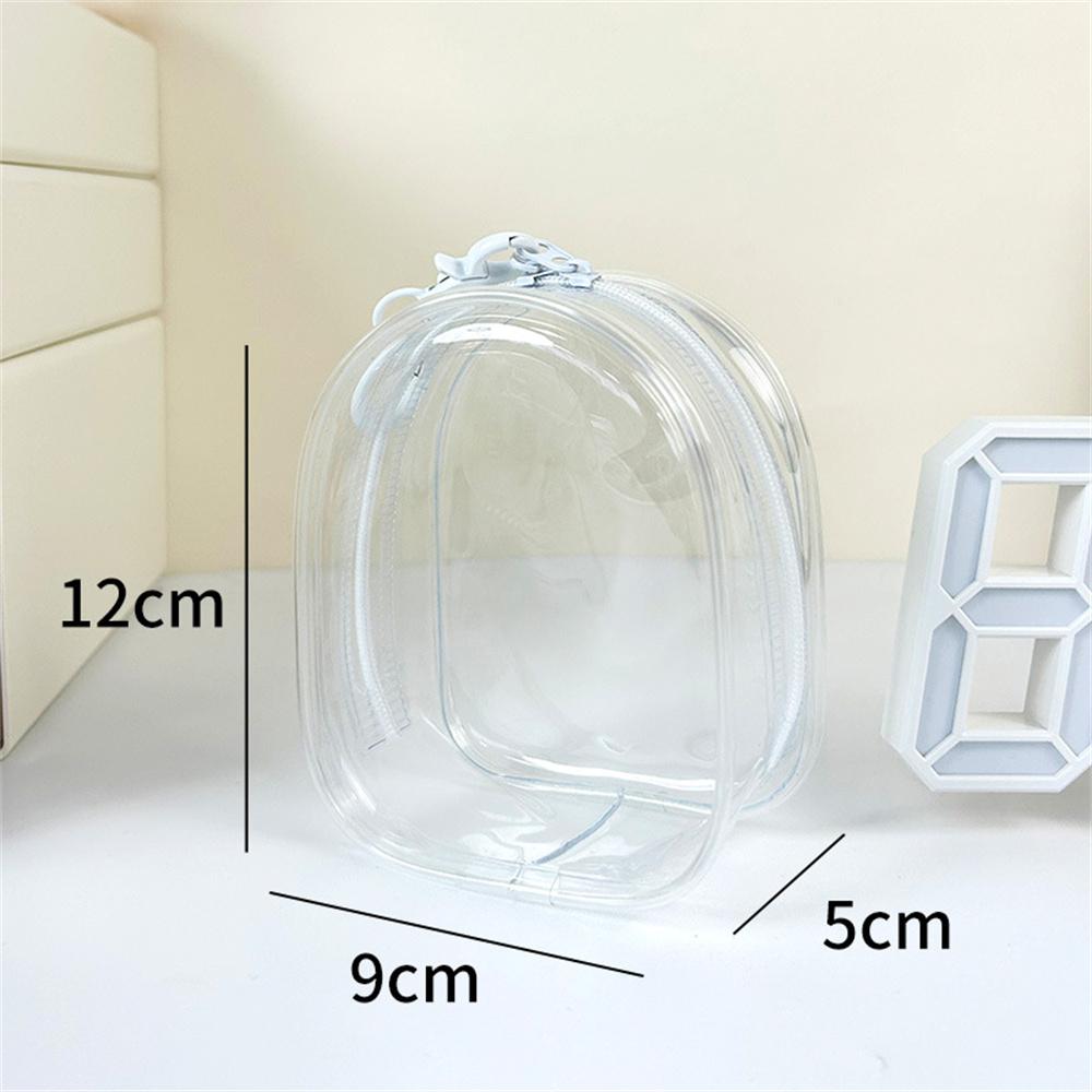 12cm PVC Transparent Storage Bag with Keychain Multicolor Cartoon Doll Display Box Dustproof Case Earphones Gift Organizer Bags