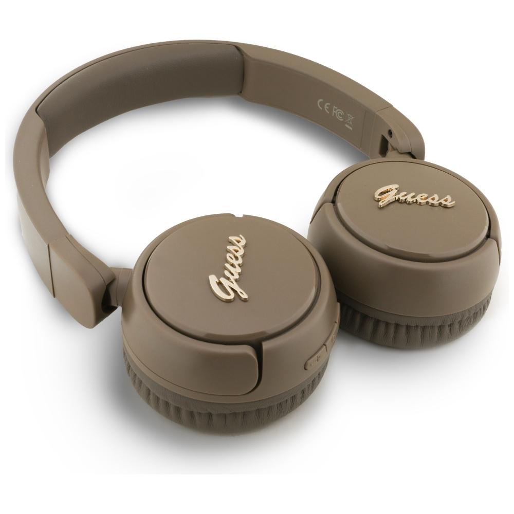 Guess Bluetooth 5.3 Metal Logo Script Brown Over-Ear Headphones