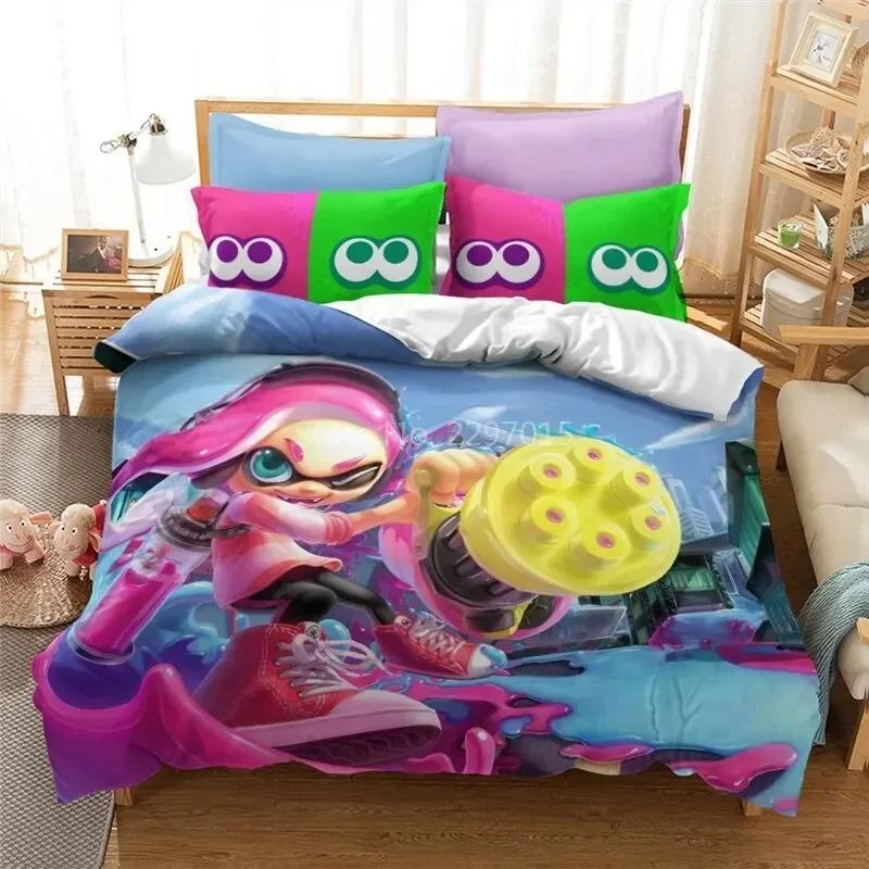 Comforter 3D Print Game Splatoons Bedding Set 3D Printed Suitable For Bedroom Kids Home Textile