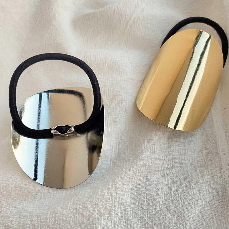 1pc Fashion Simple Women's Hair Accessory Daily Wear Metal Geometric High Ponytail Headband for Girls Rubber Band Hair Rope