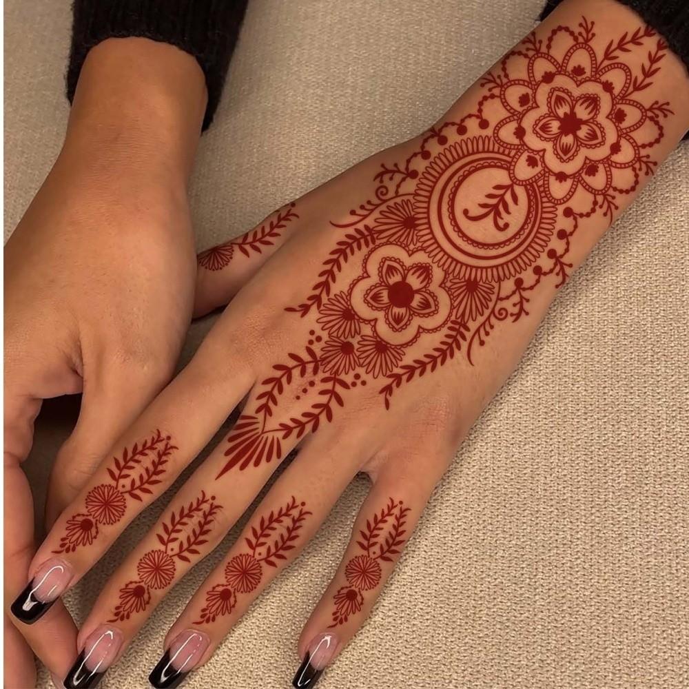 Mehndi Designs Sofort-Abziehbilder Blume Hand-Tattoo Henna-Tattoo Aufkleber Musikfestival