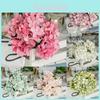 Stunning 6 Heads Artificial Silk Hydrangea Fake Flower Bridal Bouque For Elegant Home Decor