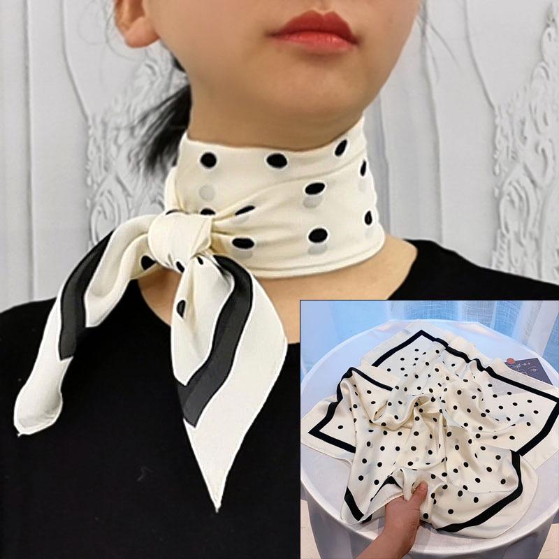 Polka Dot Silk Scarf: Versatile Spring/Autumn Accessory & Hairband for Women