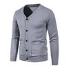 Nouveau Automne Hiver Cardigan Tricoté Coupe Slim Couleur Unie Mode Minimaliste Décontracté Polyvalent Col en V Poche Pull Vêtement d'Extérieur pour Homme