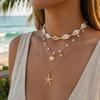 Xiyin Summer Hot-selling Multi-layer Starfish Shell Pearl Necklace Women's Seaside Vacation Wind Collarbone Chain Stacked Accessories