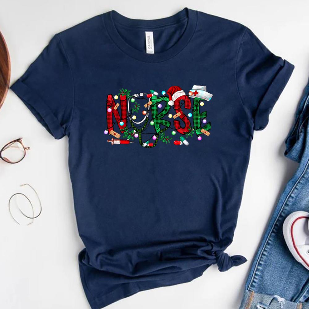 Christmas Nursing Tshirt Nursing School Shirt Nurse Christmas 2023 Tees Xmas Party Shirts Lit It Up Midwife Shirts Nurse Gifts
