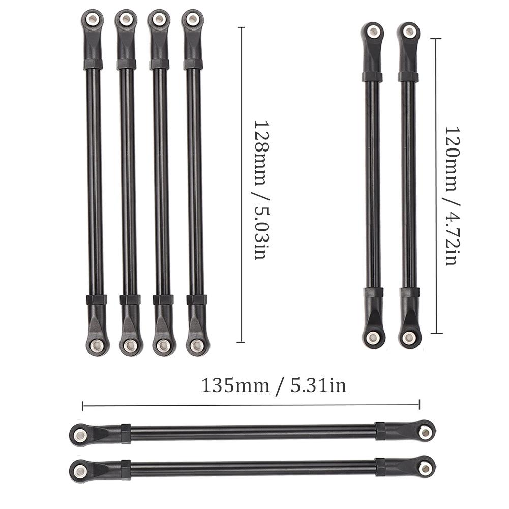8pcs Metal Joint Link Rod RC Accessory Fit for SCX10II 90046 D90 1Celsius10 RC Car